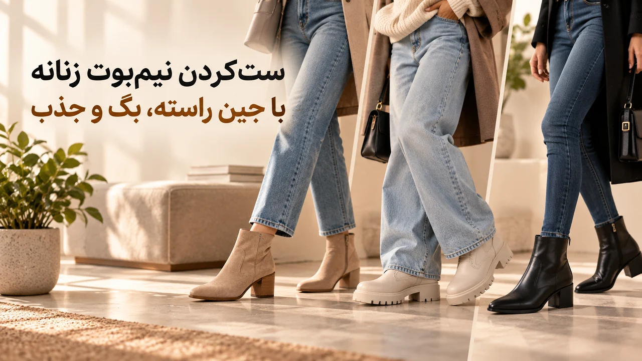 نیم‌بوت زنانه را با چه شلواری بپوشیم؟ از جین راسته تا بگ