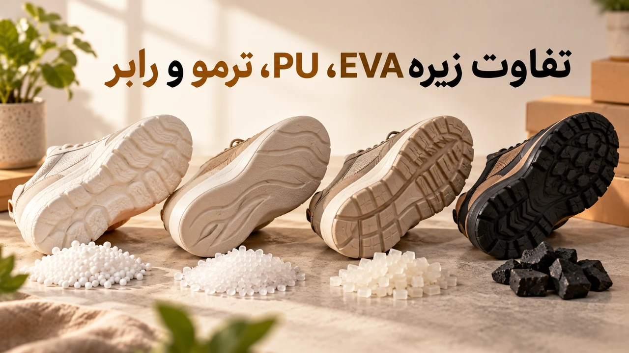 تفاوت زیره EVA، PU، ترمو و رابر چیست؟ راهنمای انتخاب بدون اصطلاحات پیچیده