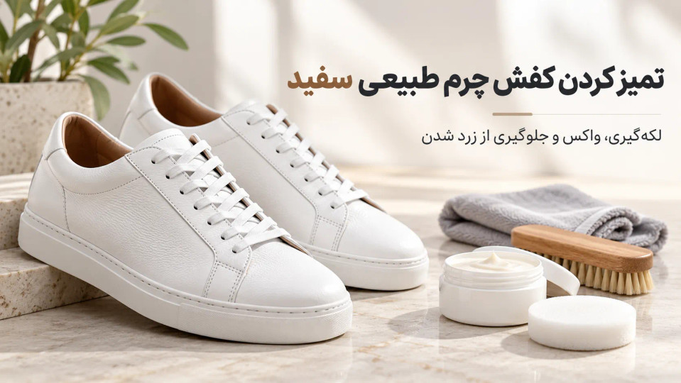 تمیز کردن کفش چرم طبیعی سفید؛ لکهگیری، واکس و جلوگیری از زرد شدن